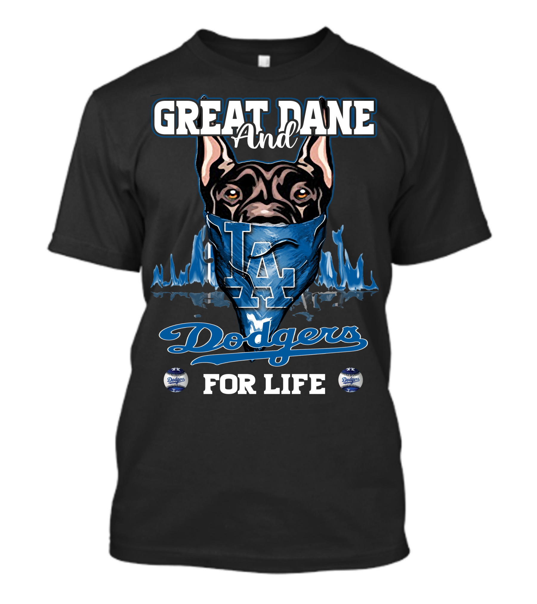 Great Dane And Los Angeles Dodgers For Life T-Shirt