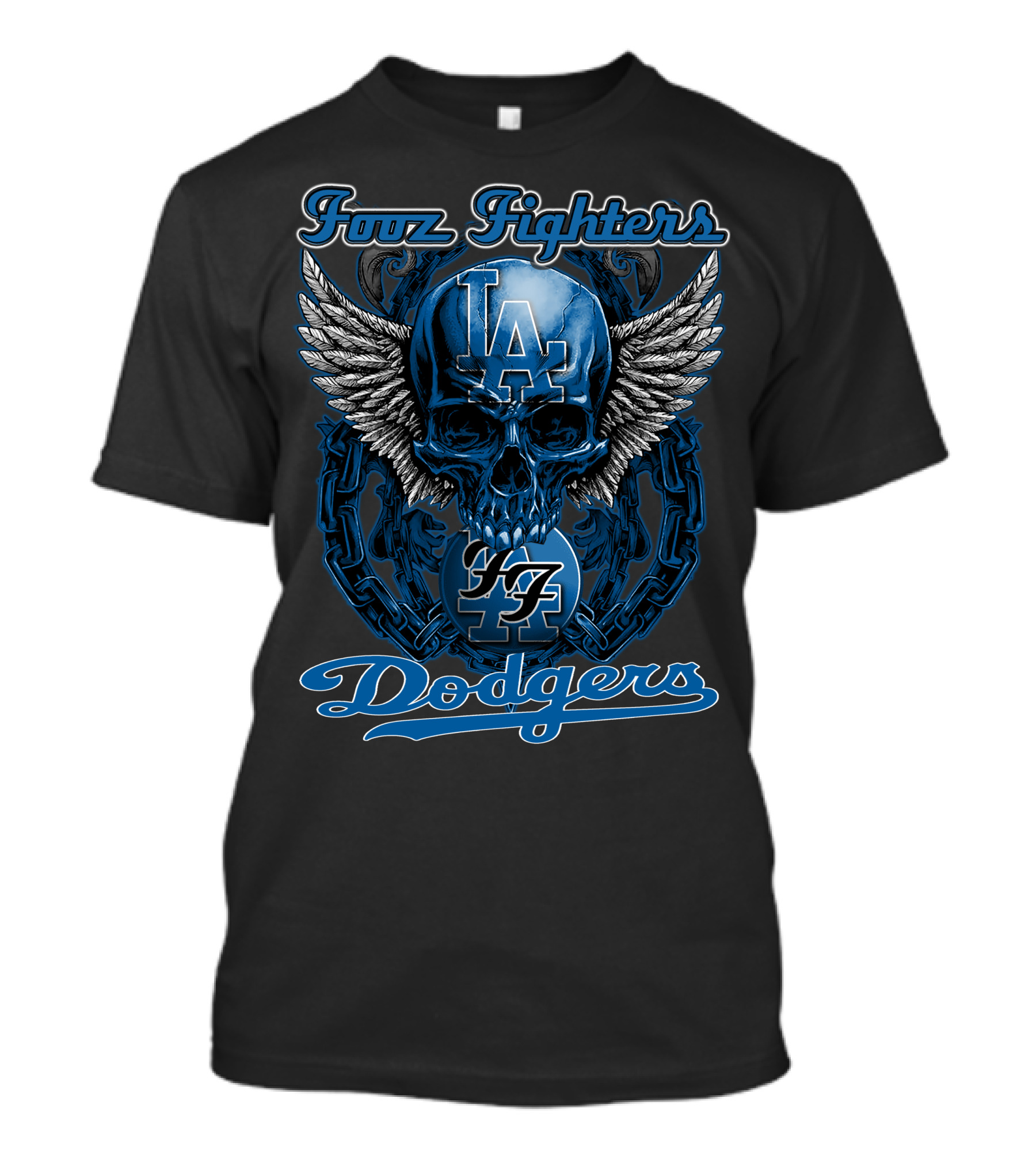 Foo Fighters Los Angeles Dodgers 47 Winged Skull T-Shirt