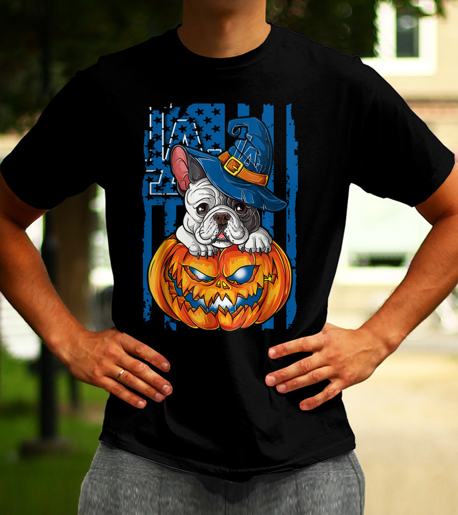Hlw Bulldog Halloween Pumpkin Los Angeles Dodgers T-Shirt