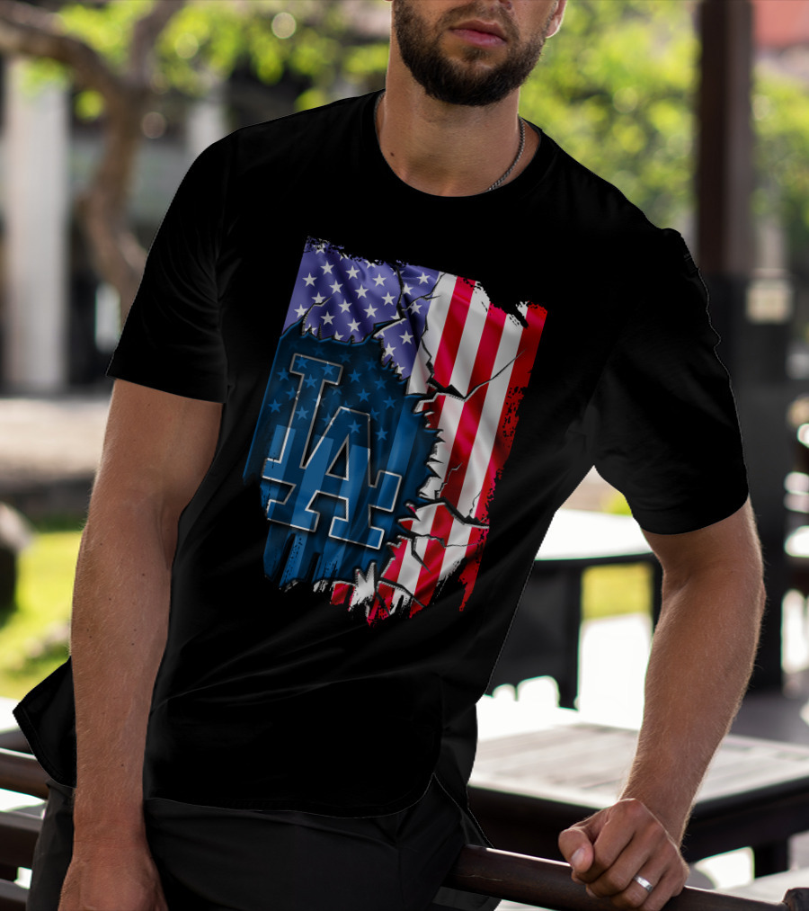 LA Dodgers American Flag Fusion T-Shirt