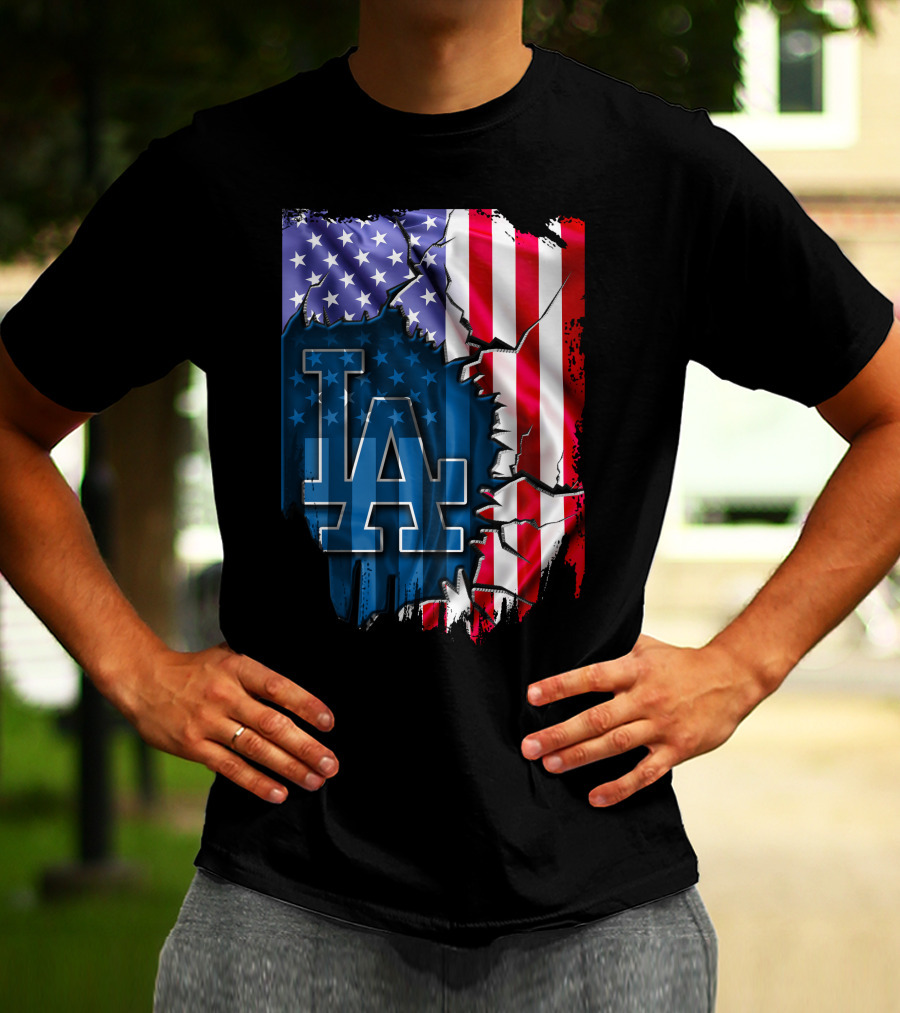 LA Dodgers American Flag Fusion T-Shirt