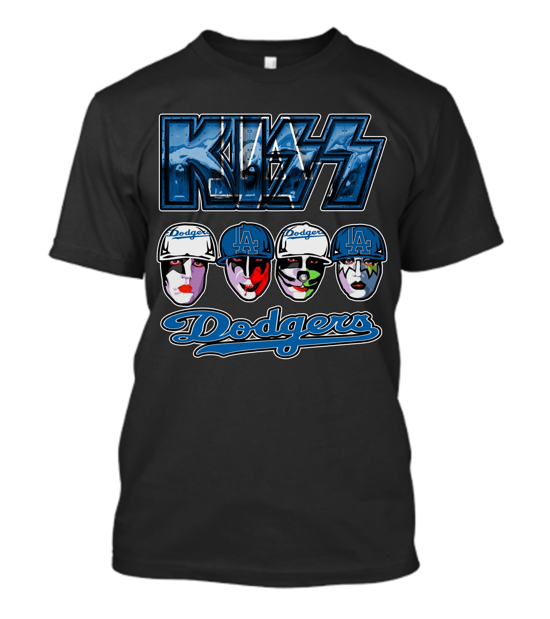 Kiss Los Angeles Dodgers Face Paint Baseball Collaboration T-Shirt