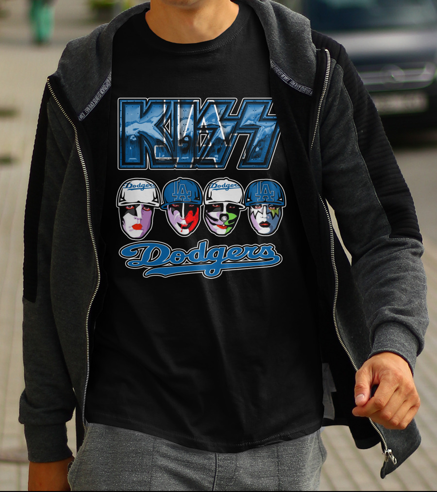 Kiss Los Angeles Dodgers Face Paint Baseball Collaboration T-Shirt