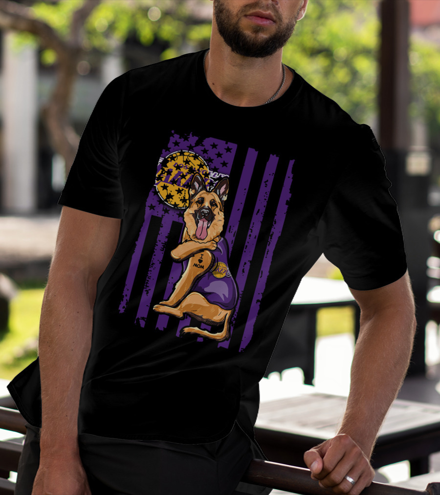 German Shepherd Los Angeles Lakers Fan Mom T-Shirt