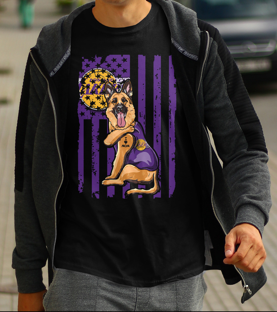 German Shepherd Los Angeles Lakers Fan Mom T-Shirt