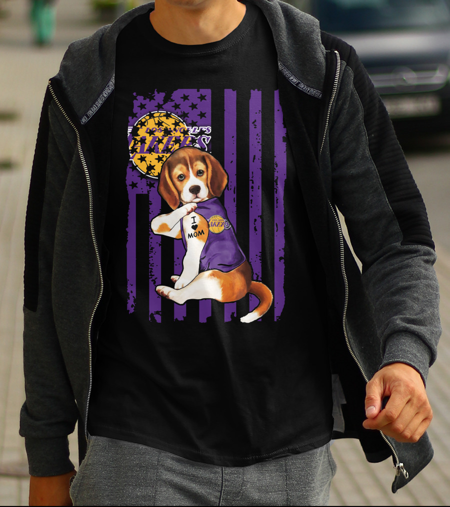 Beagle I Love Mom Los Angeles Lakers T-Shirt