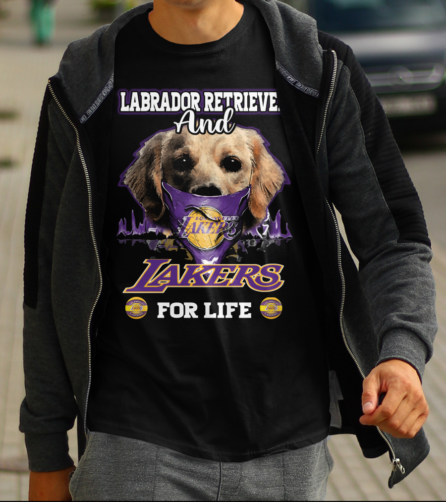 Labrador Retriever And Los Angeles Lakers For Life T-Shirt