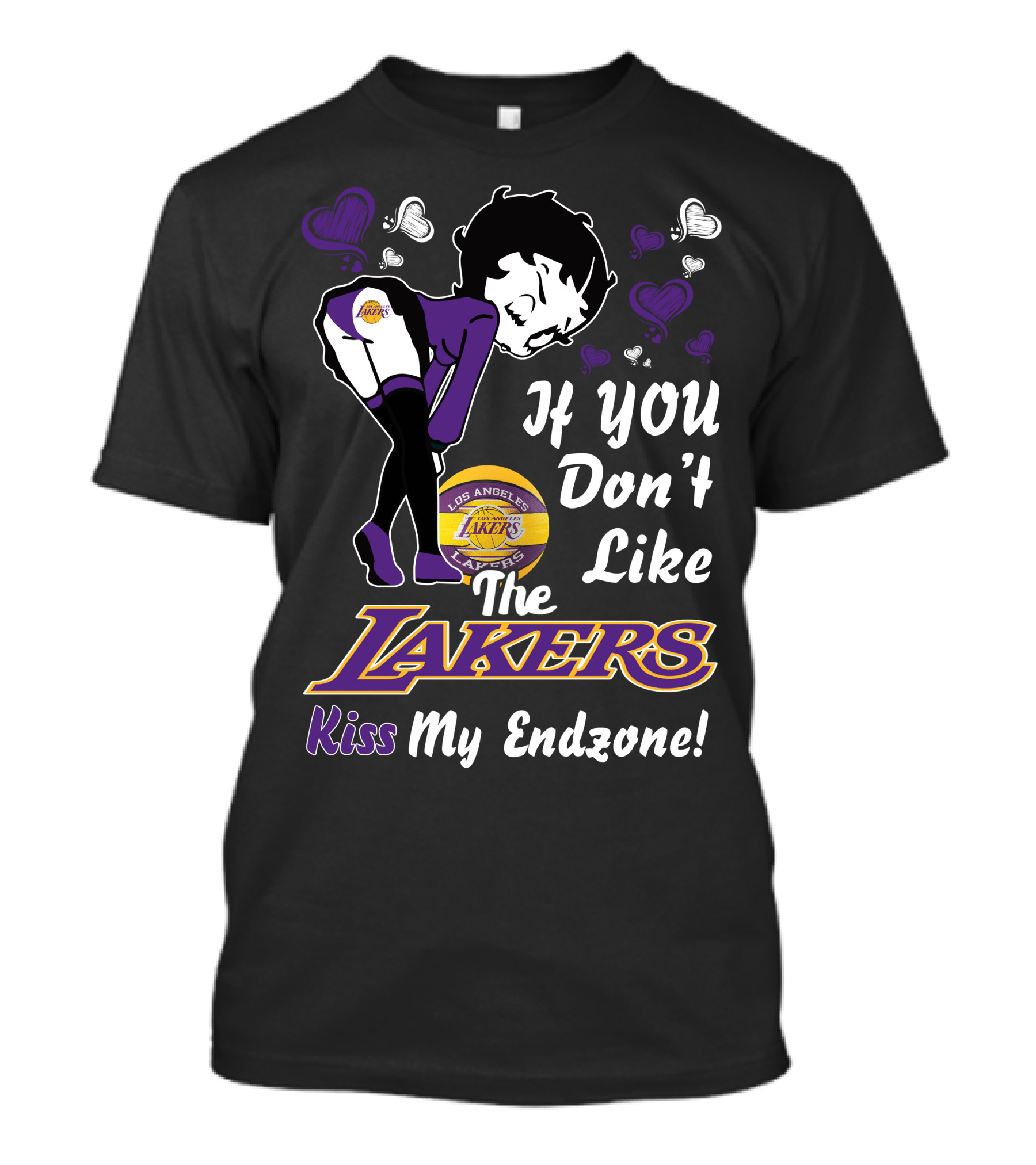 Betty Boop If You Don't Like The Los Angeles Lakers Kiss My Endzone‍‍‍‍‍‍‍‍‍‍‍‍‍‍‍‍‍ T-Shirt