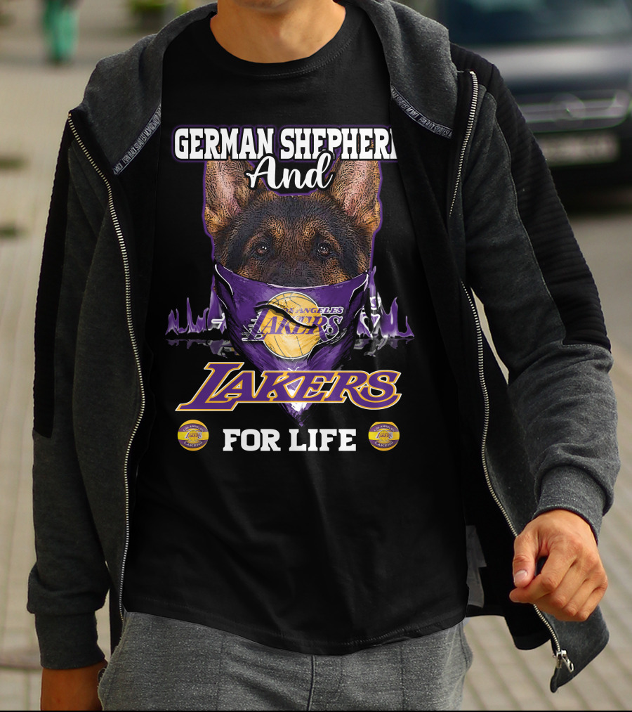German Shepherd And Los Angeles Lakers For Life T-Shirt
