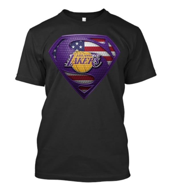 Superman Shield Los Angeles Lakers American Flag T-Shirt