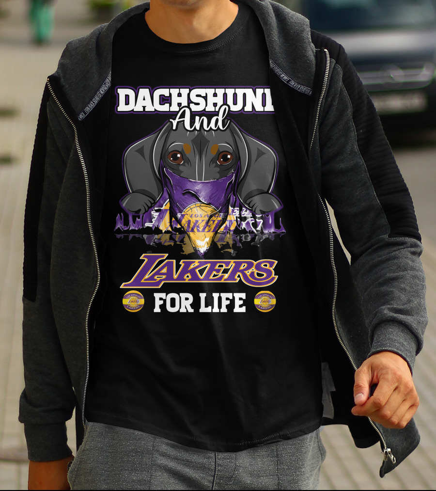 Dachshund And Los Angeles Lakers For Life T-Shirt