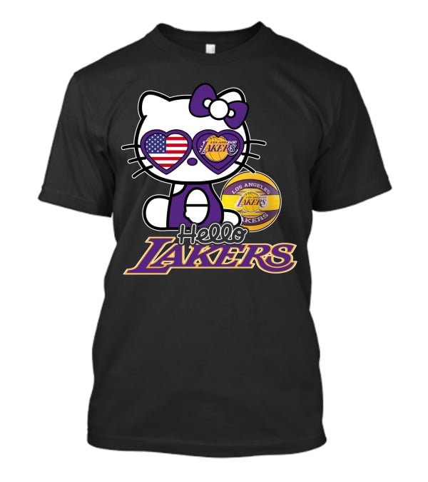 Hello Kitty Los Angeles Lakers USA Flag Basketball Fan T-Shirt