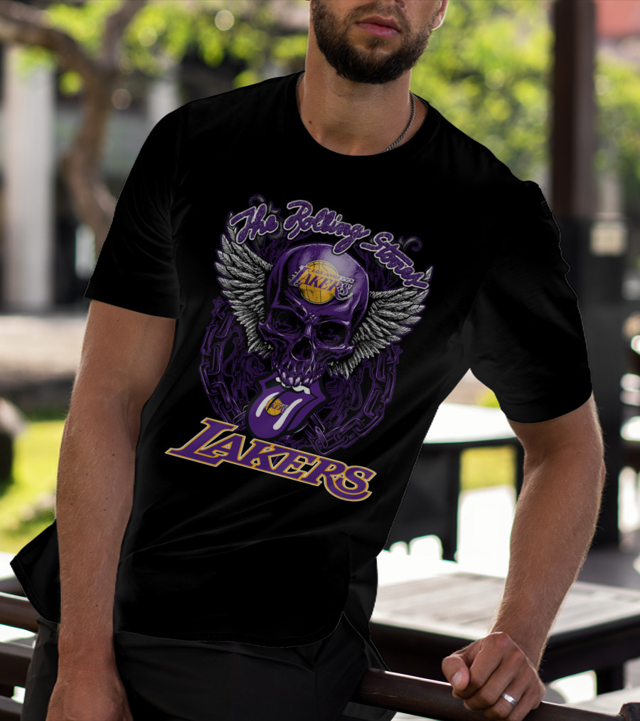 The Rolling Stones Los Angeles Lakers Skull Logo Collaboration T-Shirt
