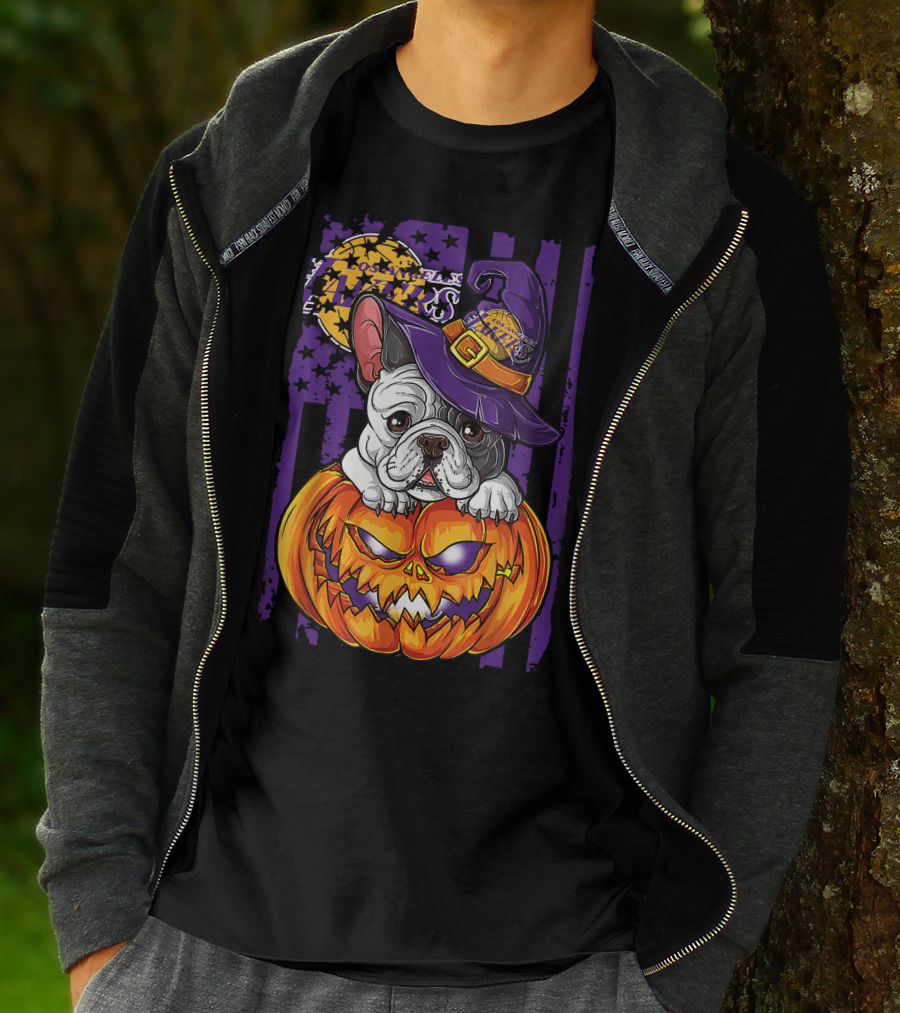 Hlw Bulldog Los Angeles Lakers Halloween Pumpkin Wizard Hat T-Shirt