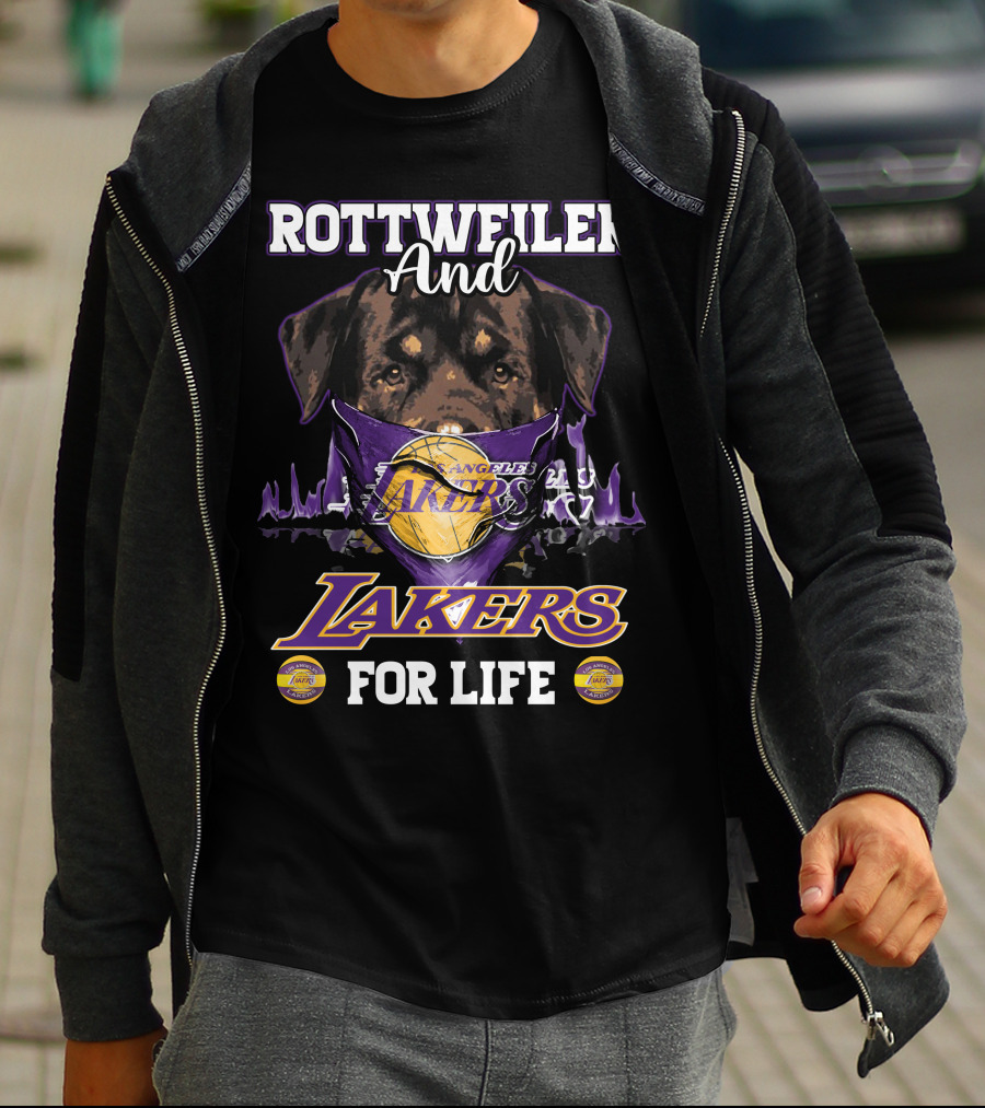Rottweiler And Los Angeles Lakers For Life T-Shirt