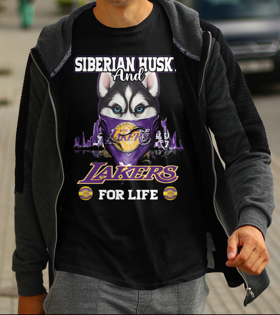 Siberian Husky And Los Angeles Lakers For Life T-Shirt