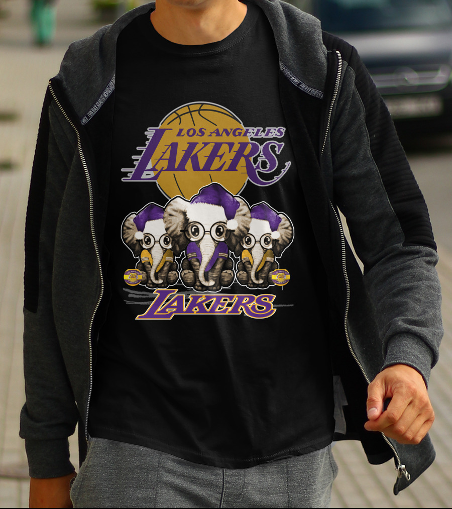 Los Angeles Lakers Xmas Elephants Basketball T-Shirt