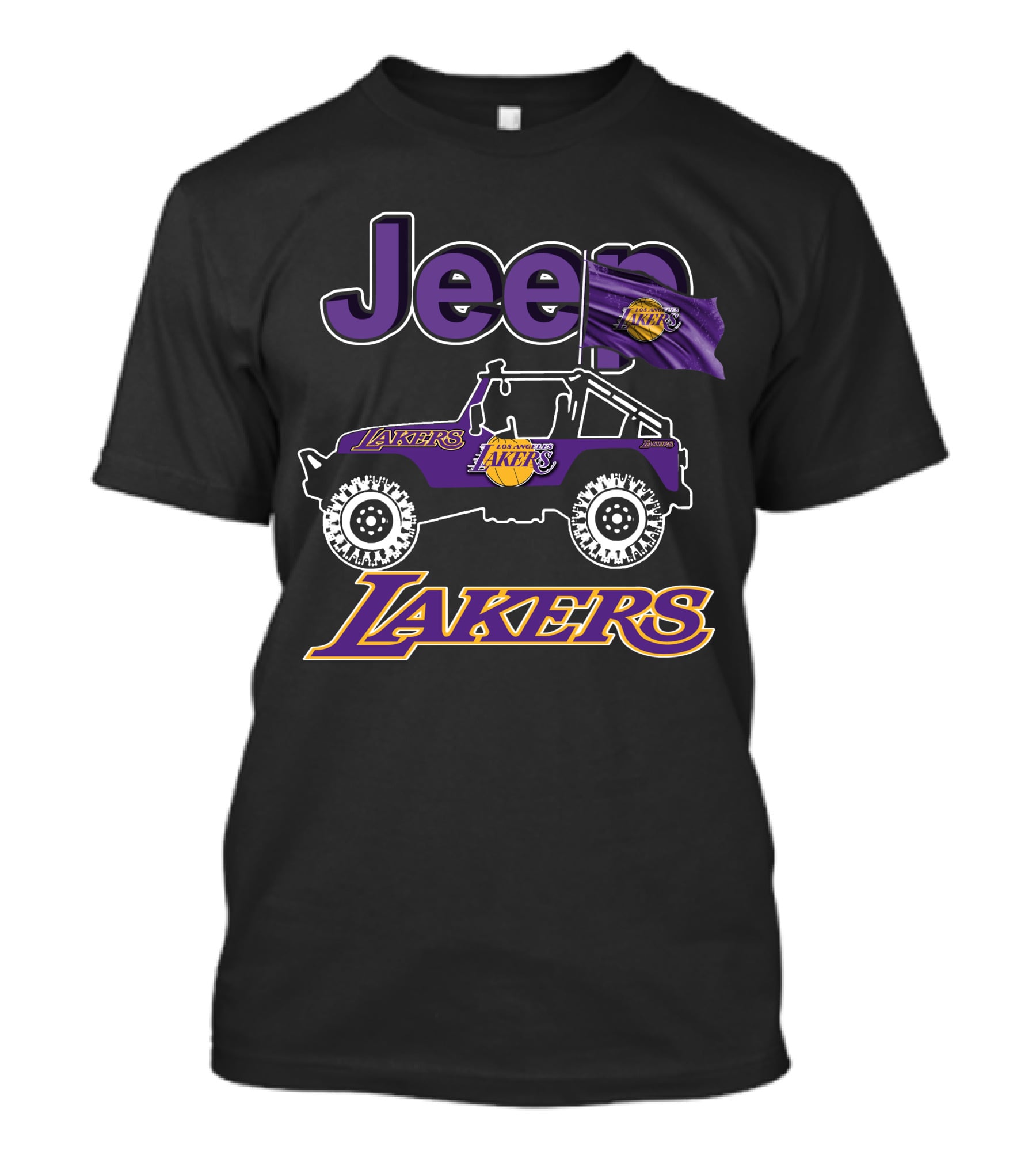 Jeep Los Angeles Lakers Flag Logo Vehicle Wheels T-Shirt