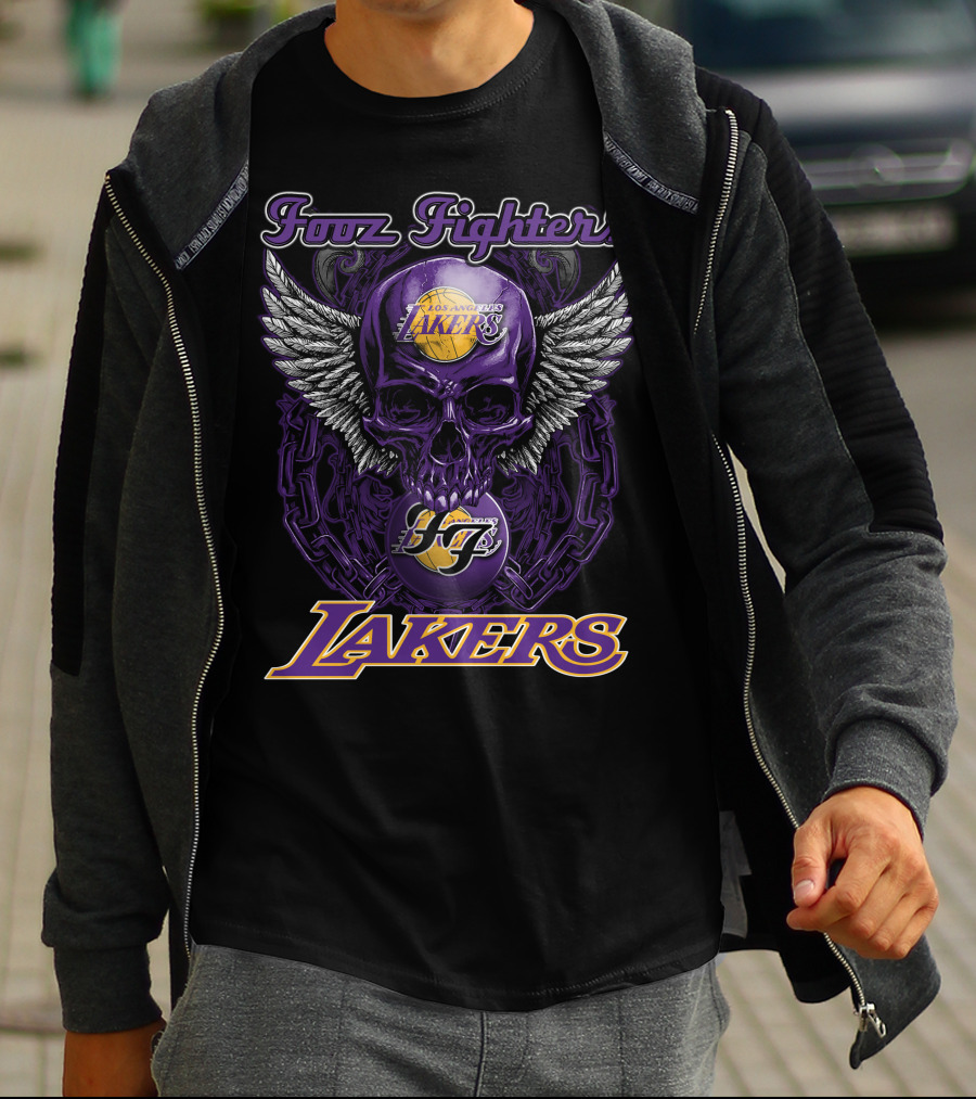Foo Fighters Los Angeles Lakers Skull Wings T-Shirt