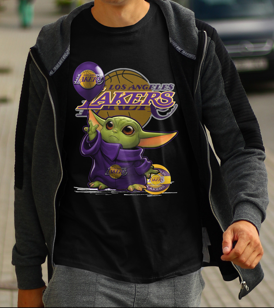 Yoda Los Angeles Lakers Basketball Logo Baby Alien T-Shirt