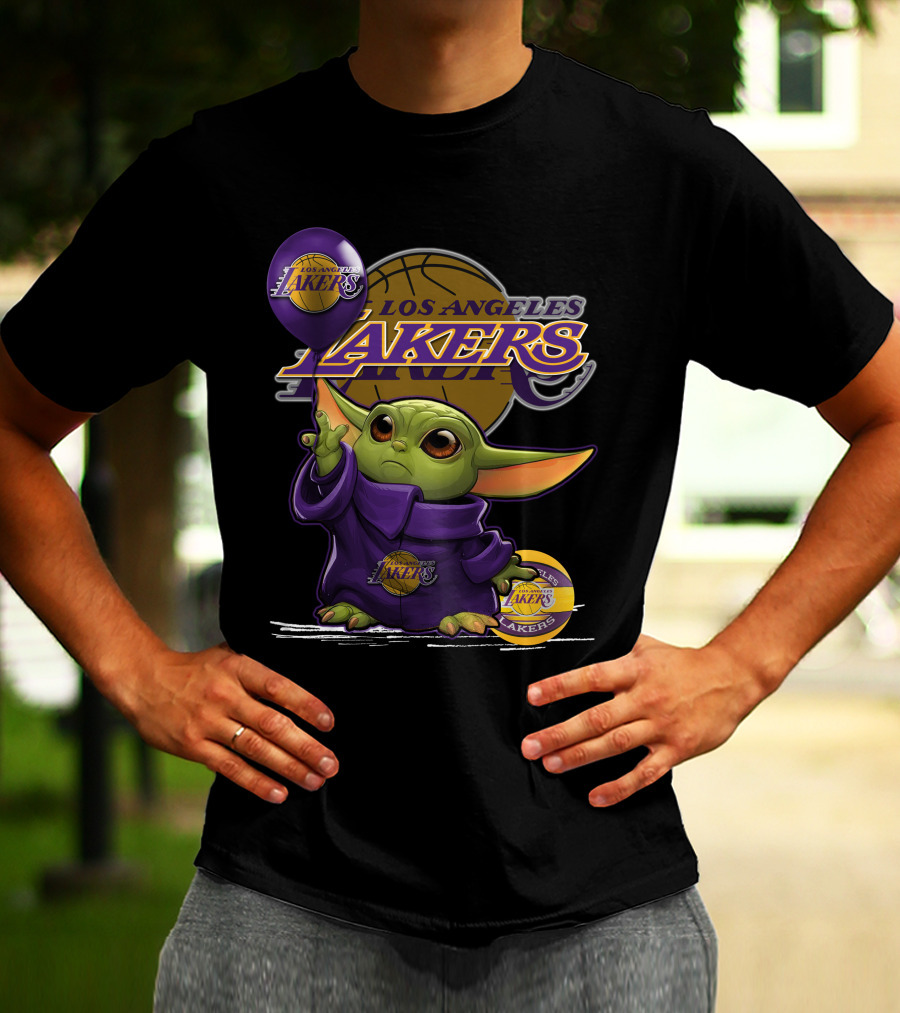 Yoda Los Angeles Lakers Basketball Logo Baby Alien T-Shirt