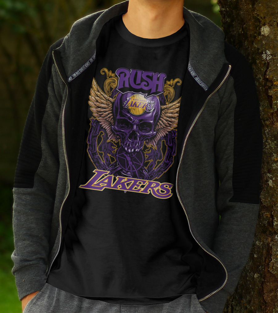 Rush Los Angeles Lakers Skull Wings T-Shirt