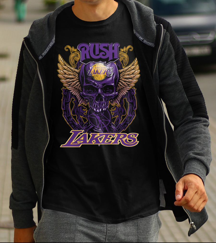 Rush Los Angeles Lakers Skull Wings T-Shirt