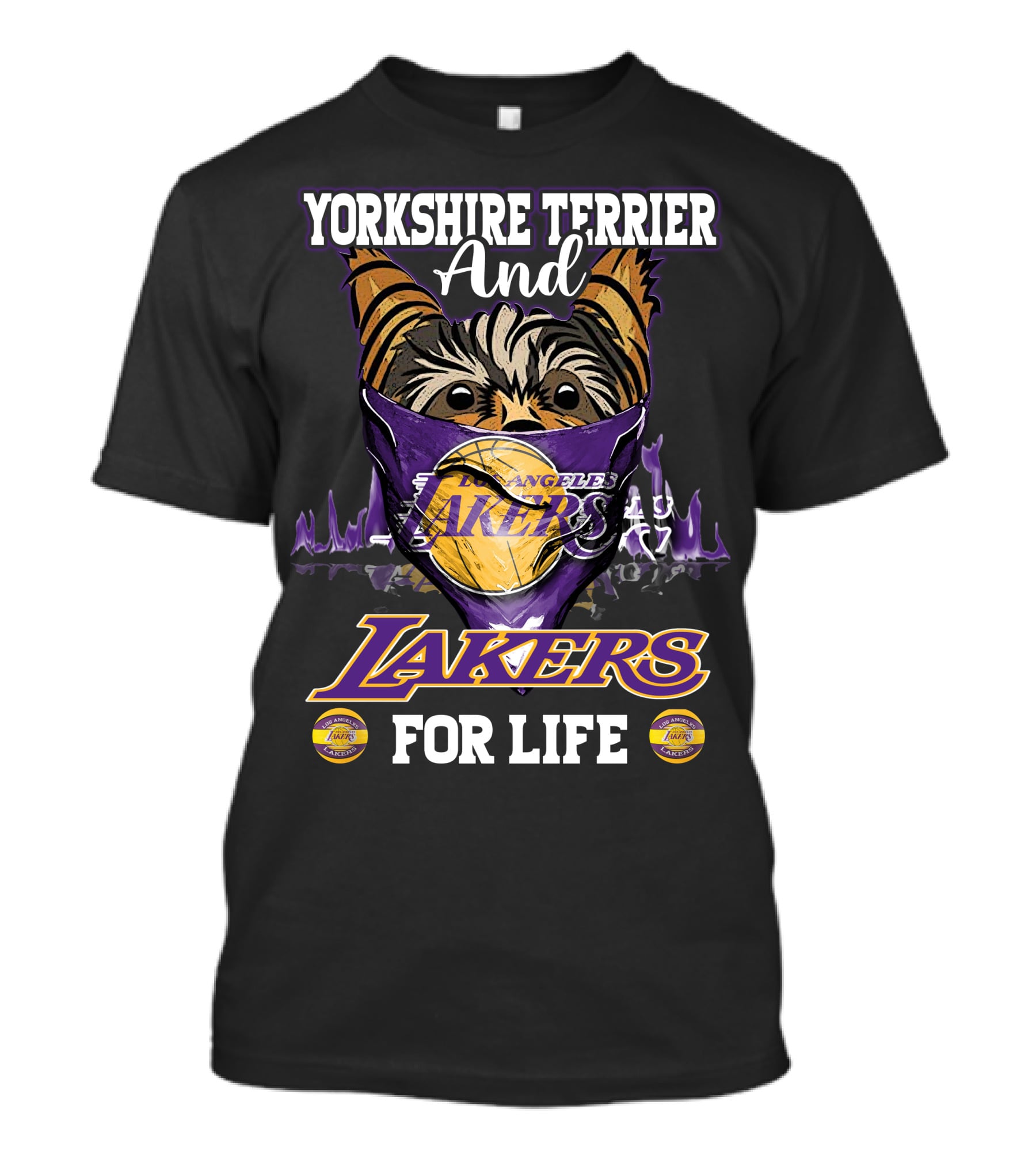 Yorkshire Terrier And Los Angeles Lakers For Life T-Shirt