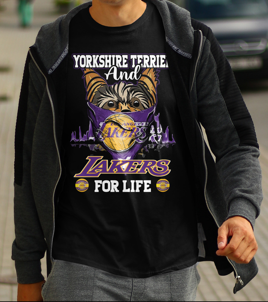 Yorkshire Terrier And Los Angeles Lakers For Life T-Shirt