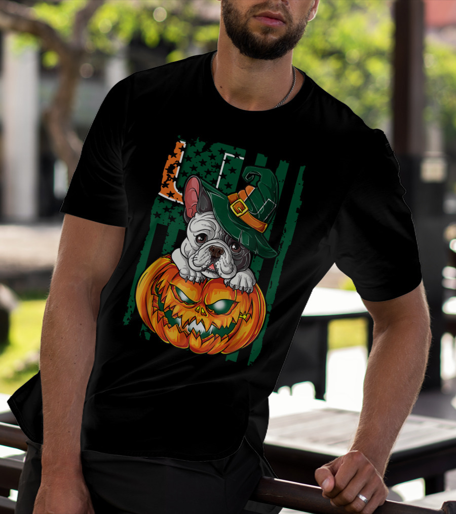 Hlw Bulldog Halloween Miami Hurricanes Pumpkin Hat T-Shirt