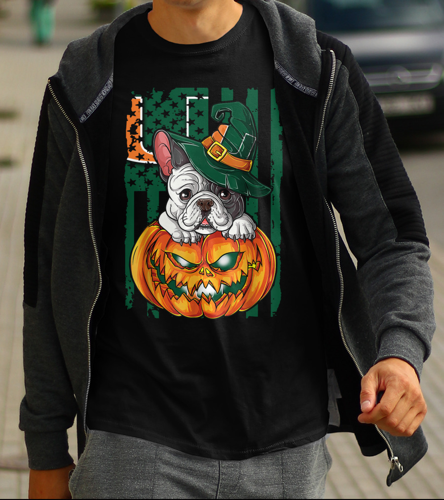 Hlw Bulldog Halloween Miami Hurricanes Pumpkin Hat T-Shirt