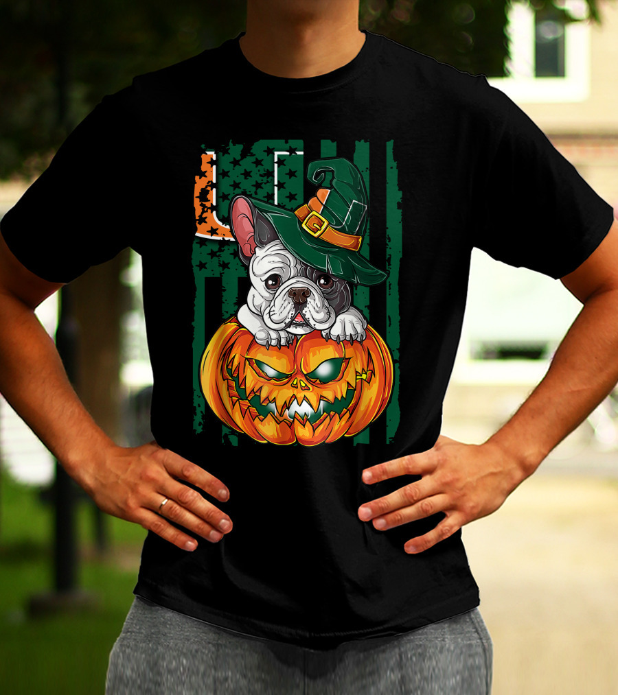Hlw Bulldog Halloween Miami Hurricanes Pumpkin Hat T-Shirt