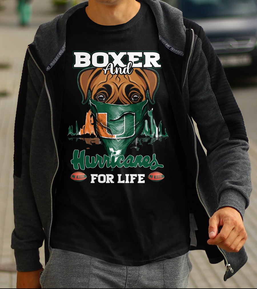 Boxer And Hurricanes For Life Miami T-Shirt