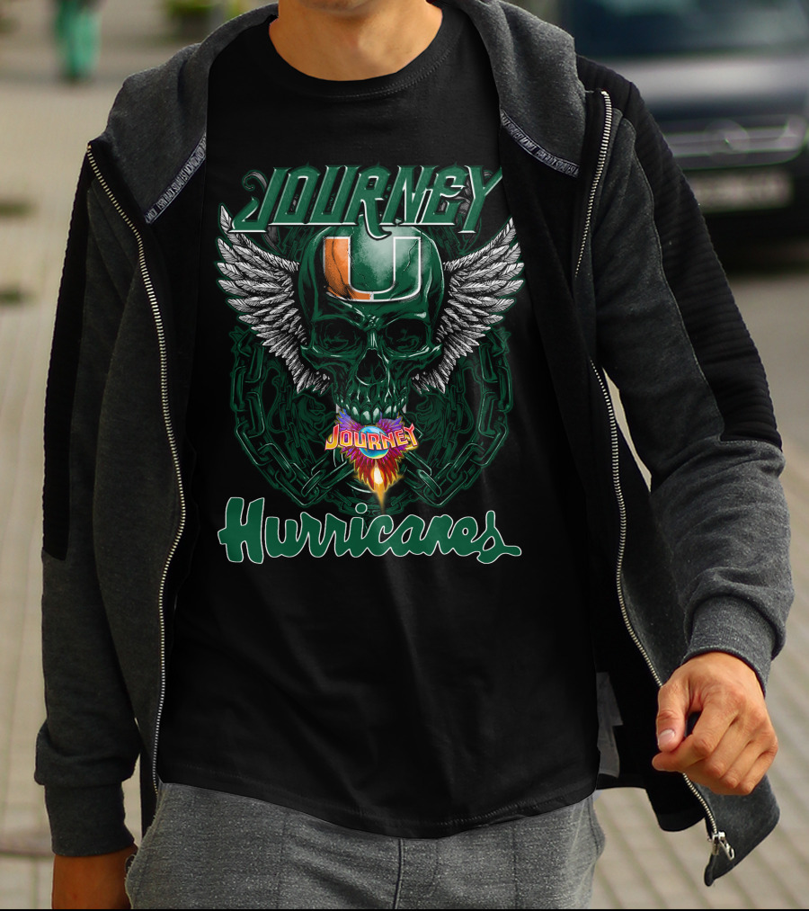 Journey Miami Hurricanes Skull Wings T-Shirt
