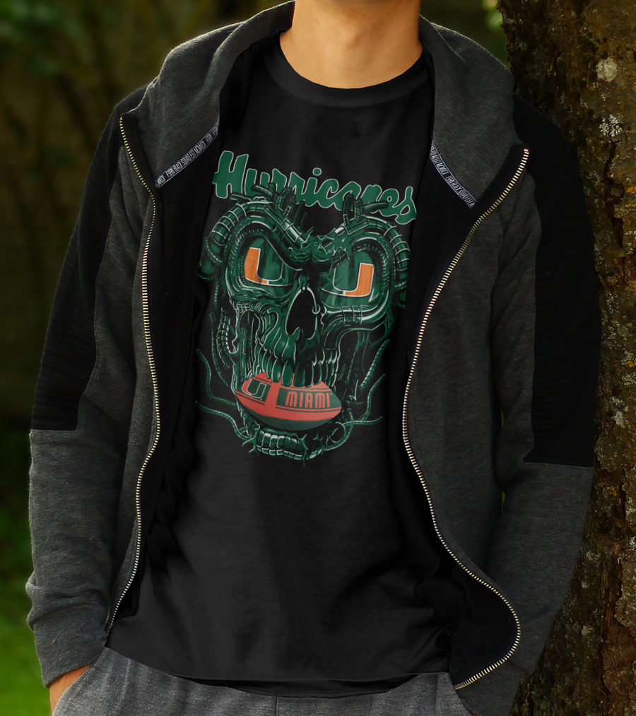 Miami Hurricanes Dragonskull Football T-Shirt