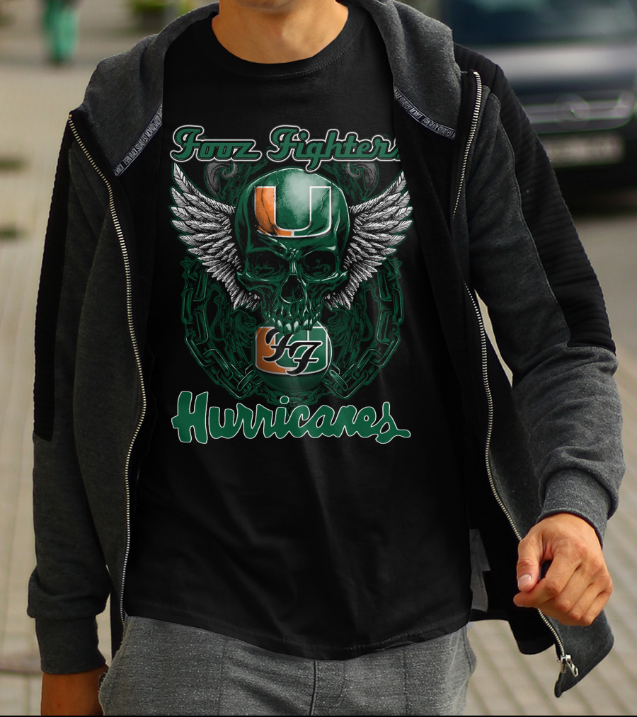 Four Fighters Miami Hurricanes U Icon Winged Skull Ff T-Shirt