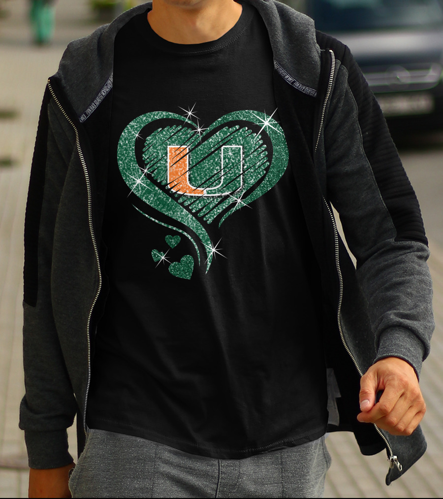 Heart Diamond Miami Hurricanes U T-Shirt