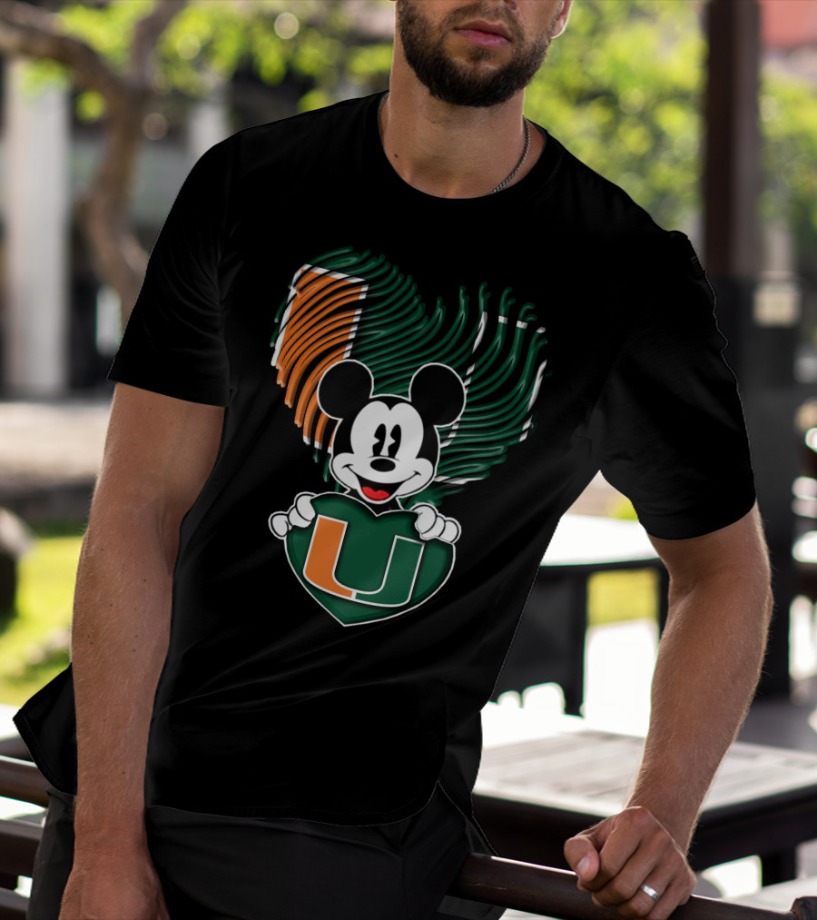 Mickey Mouse Miami Hurricanes Heart U T-Shirt