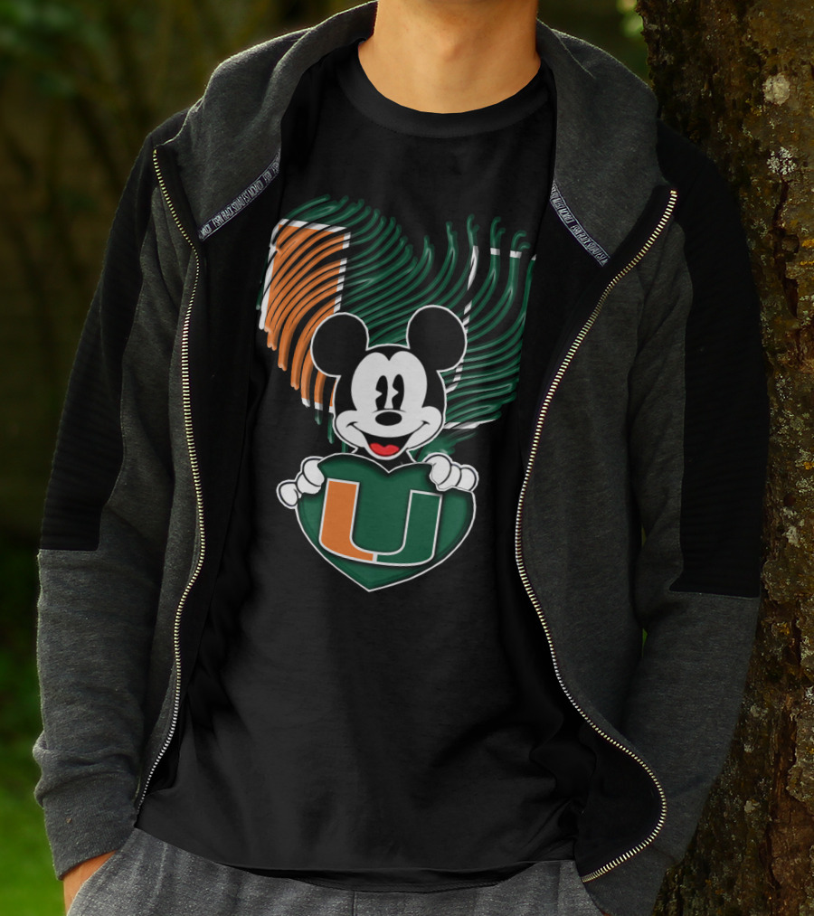 Mickey Mouse Miami Hurricanes Heart U T-Shirt