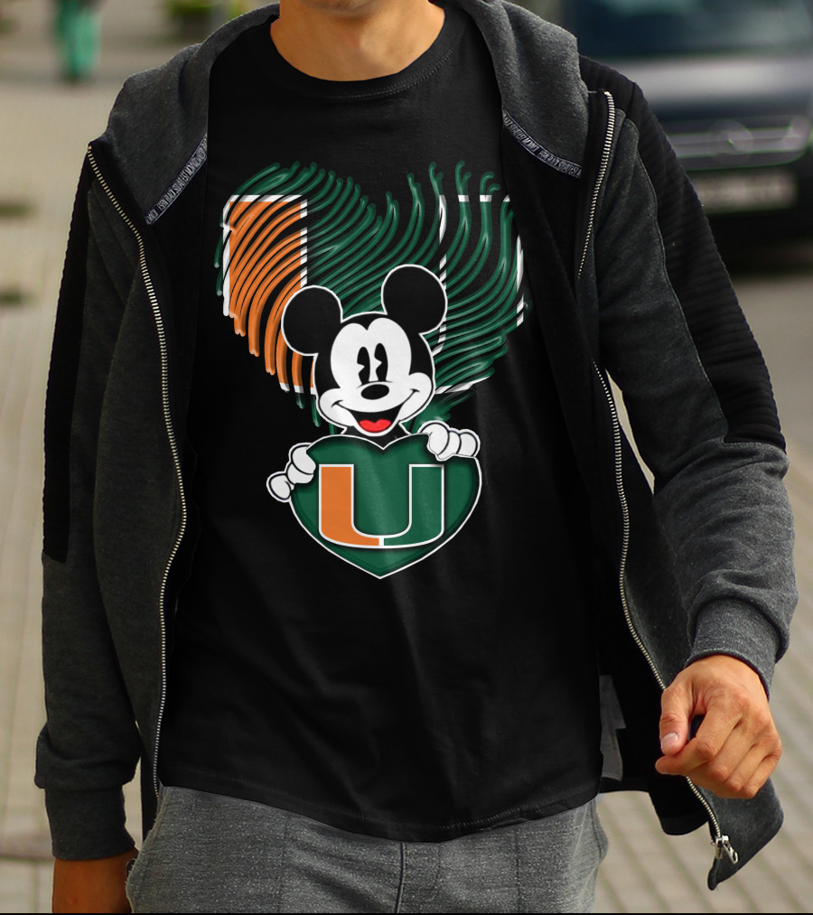 Mickey Mouse Miami Hurricanes Heart U T-Shirt