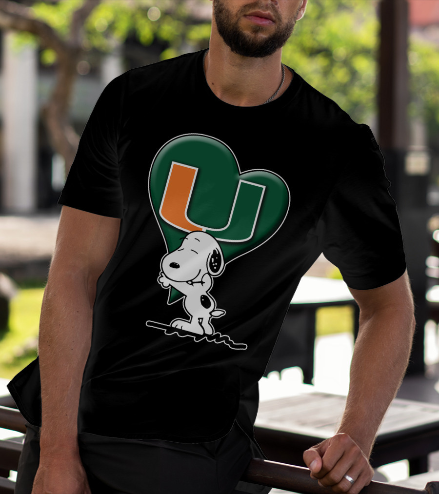 Snoop V1 Miami Hurricanes U Logo Heart Hug T-Shirt