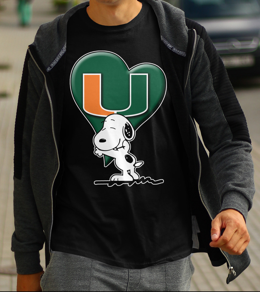 Snoop V1 Miami Hurricanes U Logo Heart Hug T-Shirt
