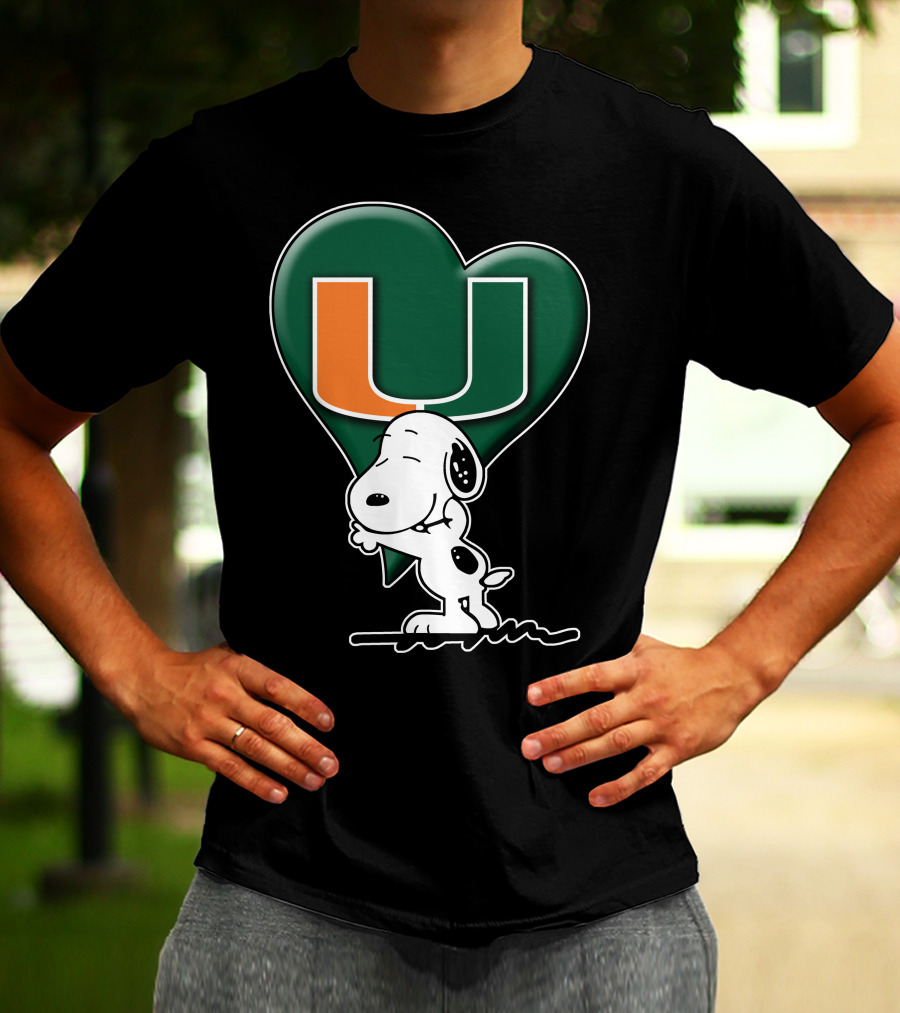 Snoop V1 Miami Hurricanes U Logo Heart Hug T-Shirt