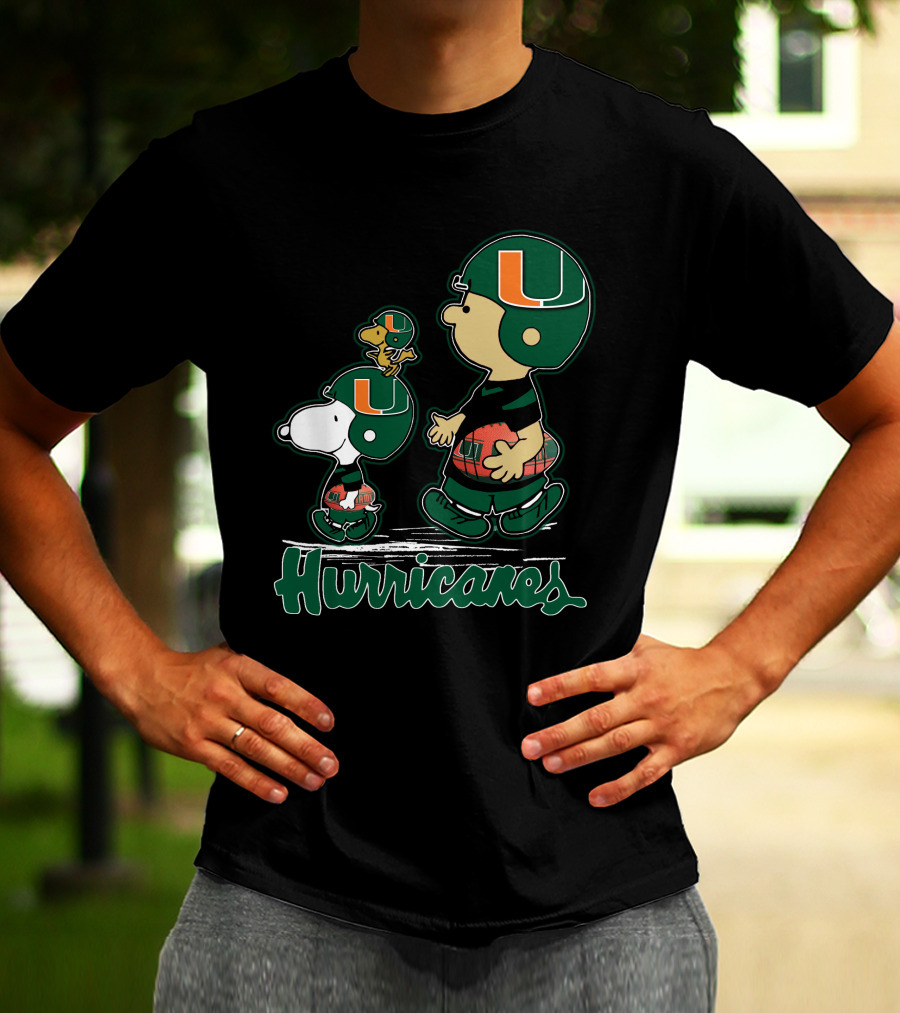 Snpfootball Miami Hurricanes Peanuts Characters Football Helmets T-Shirt