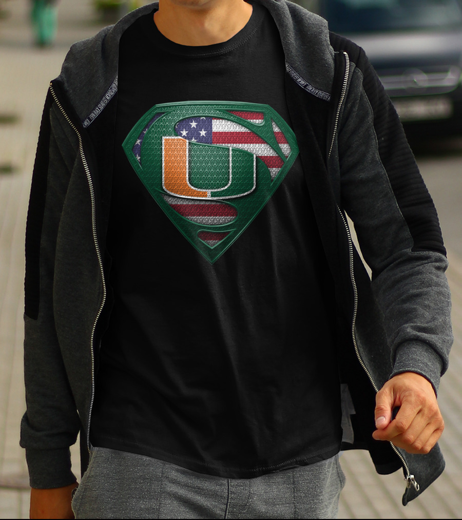 Miami Hurricanes American Flag Super T-Shirt