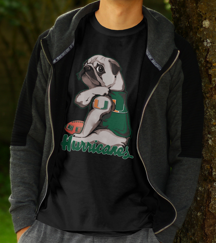 Pug Miami Hurricanes Football U T-Shirt
