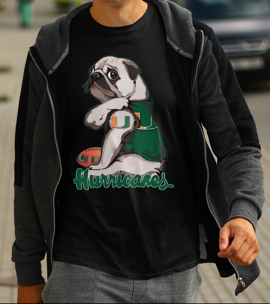 Pug Miami Hurricanes Football U T-Shirt
