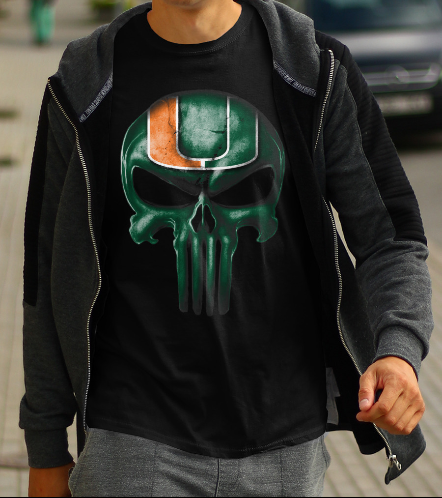 Miami Hurricanes Skull Punisher T-Shirt