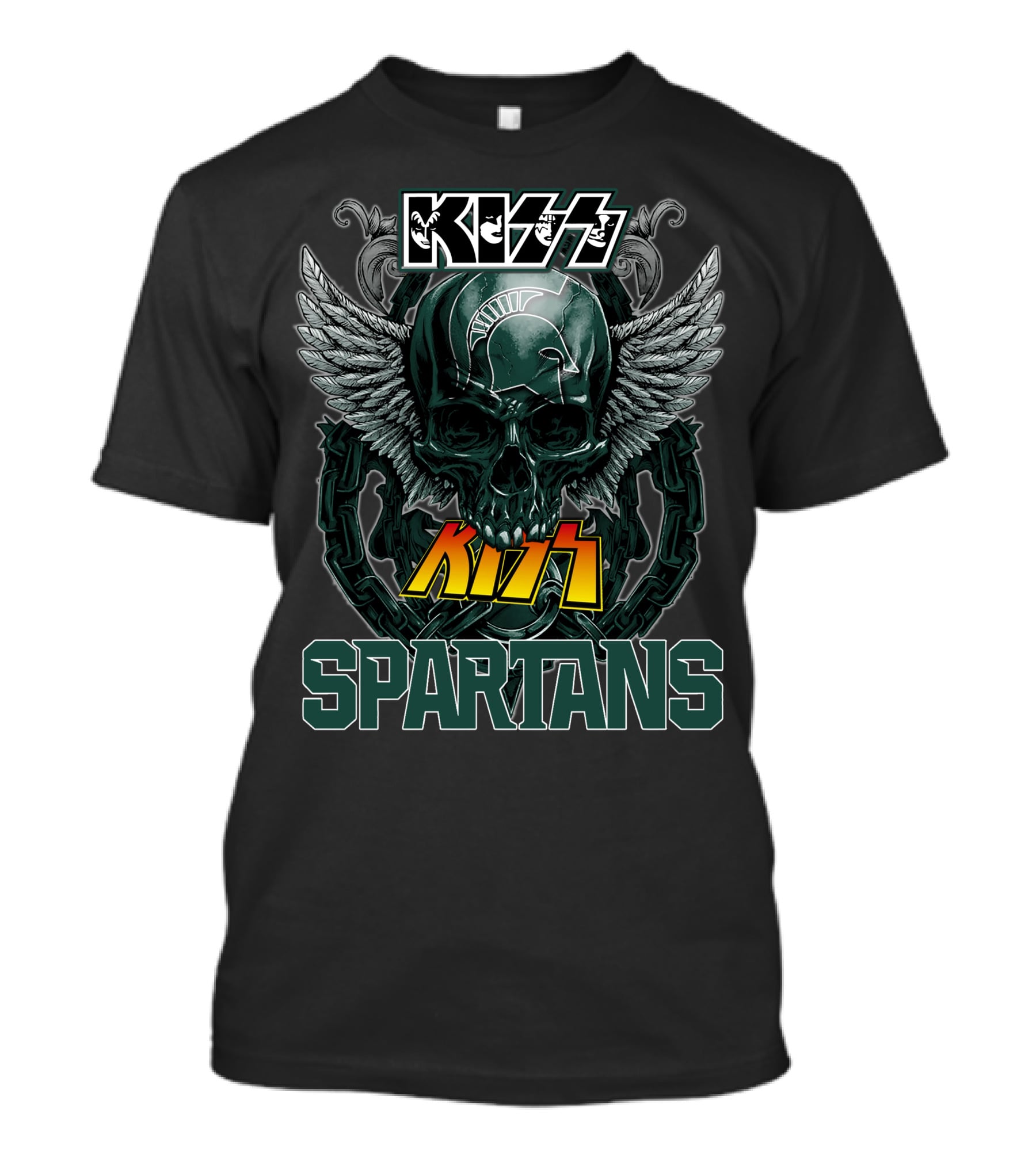 KISS Michigan State Spartans Skull Wings T-Shirt
