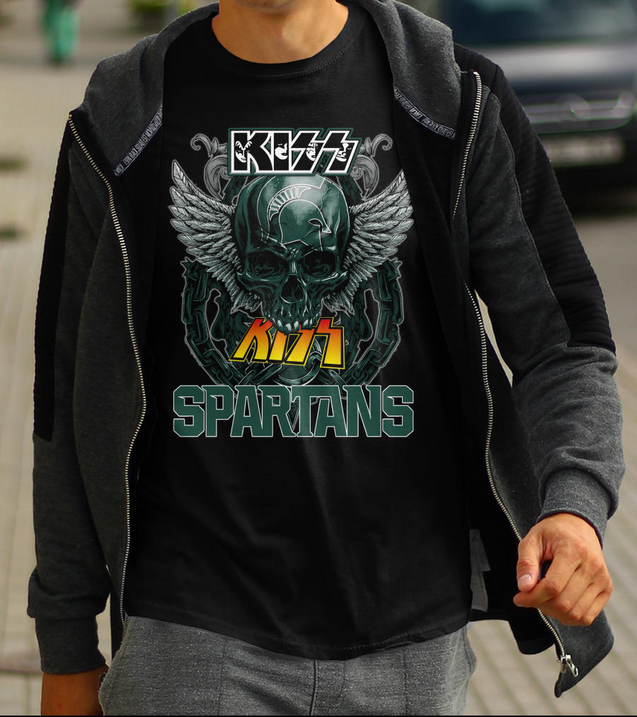 KISS Michigan State Spartans Skull Wings T-Shirt